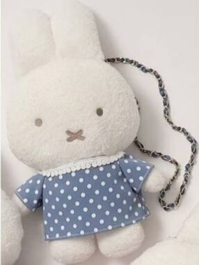 Miffy Opaque Clip plush crossbody bag, polka dot blue